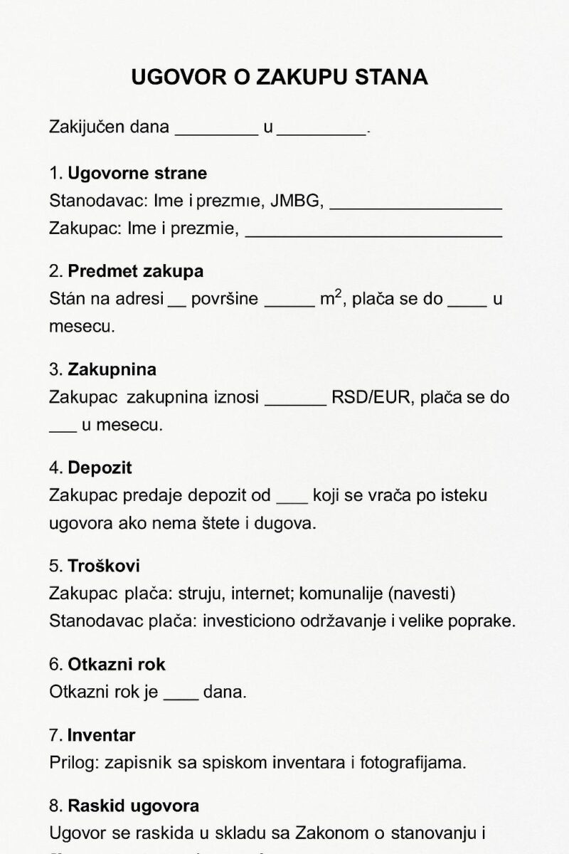 Ugovor o zakupu stana