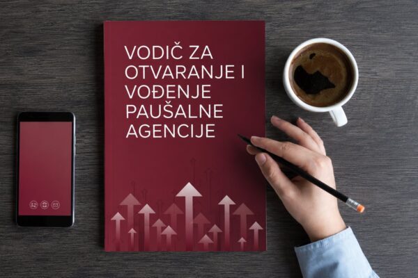 Vodič za otvaranje i vođenje paušalne agencije na radnom stolu uz telefon, kafu i olovku