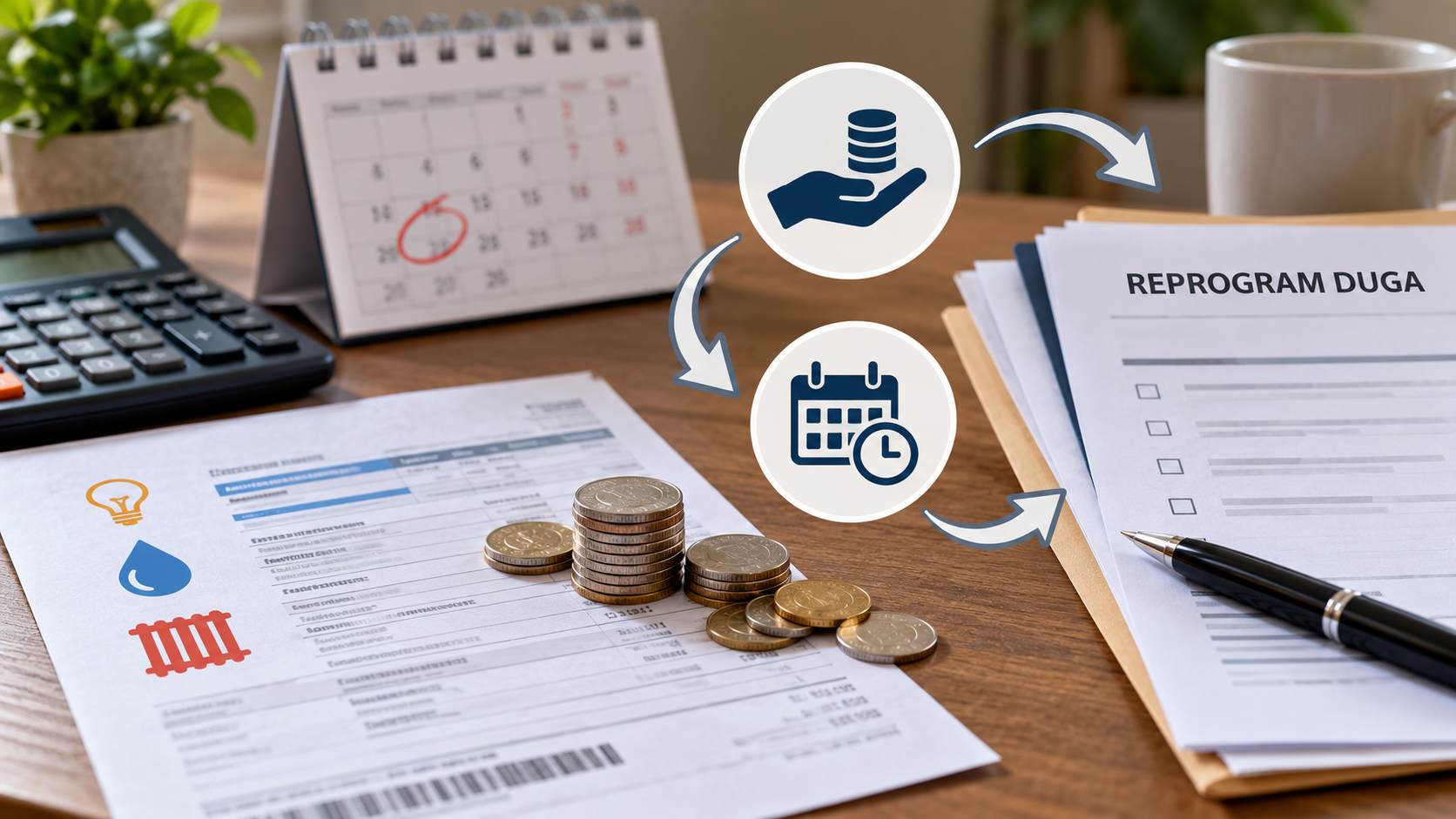 Delimična uplata komunalnog duga i sporazum o otplati na rate uz kalendar.
